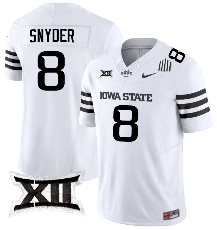 Kenard Snyder Jersey,Iowa State Cyclones #8 Kenard Snyder College Jersey Youth-2024 White